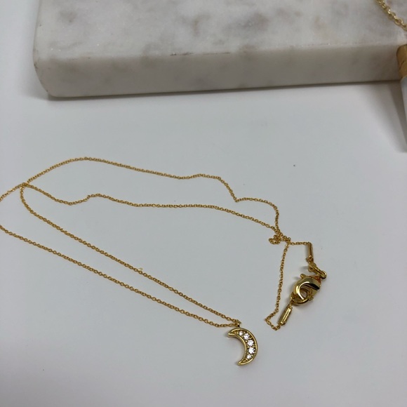 Dainty Gold Moon Necklace - Picture 6 of 7